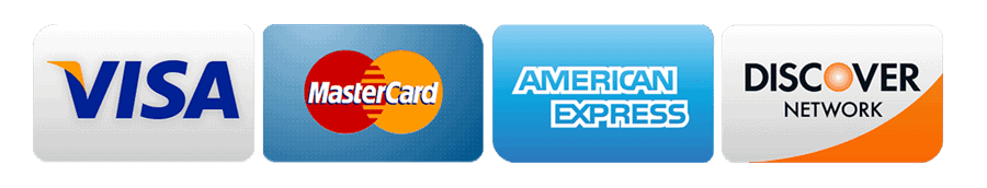 We accept Visa, Mastercard, Discover, American Express